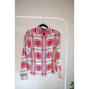 Anne Klein II 100% Silk Womens Button Down Blouse SZ 2